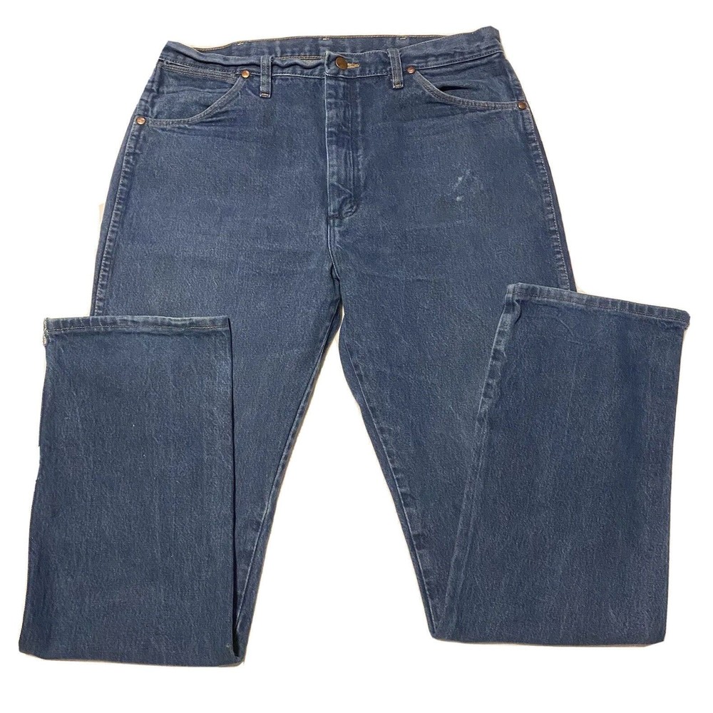 Wrangler 13MYZ Slim Fit' Blue Jeans PreWash Raw Denim Cowboy Cut Mens size 34x32